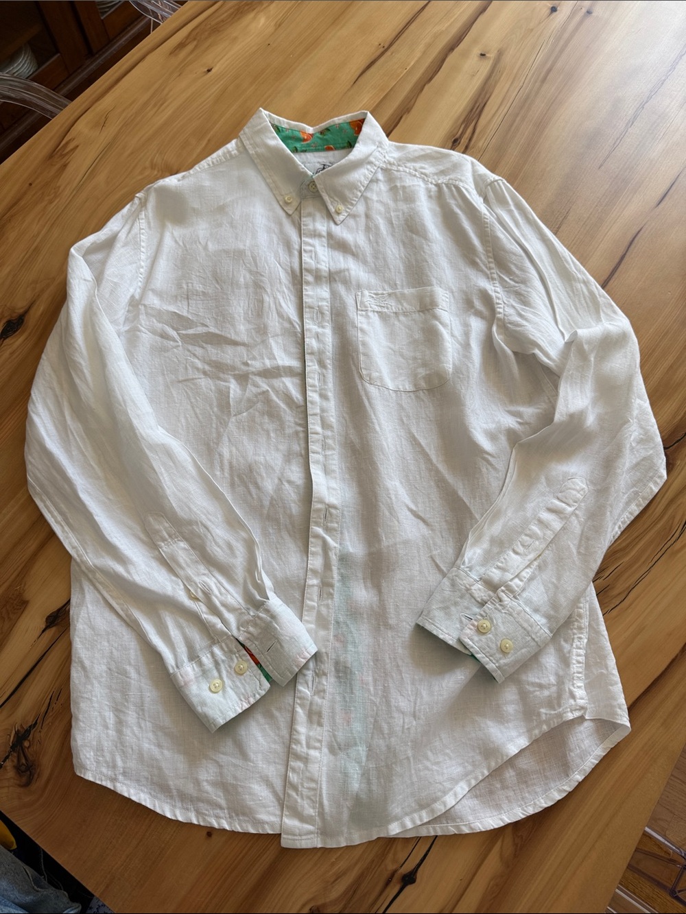Men's White Button-Down Shirt with Subtle Color Trim